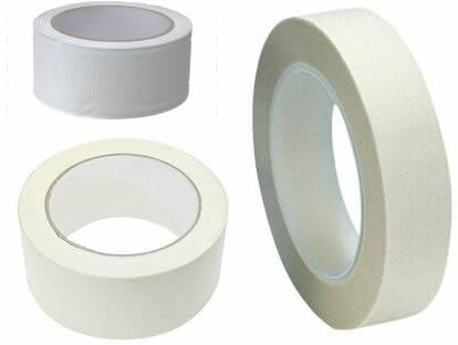 Three rolls of fiberglass masking tape in white color